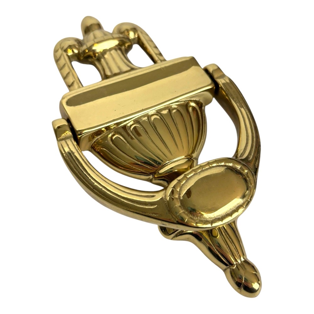 Polished Brass Formal Door Knocker With Screws Ready for Personalization 8"